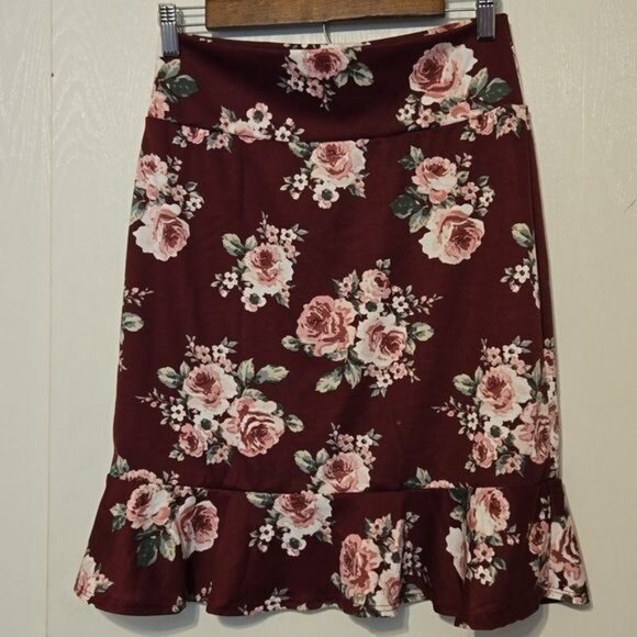 Floral Ruffle Skirt Medium Agnes &‎ Dora Polyester/Spandex - Picture 1 of 4